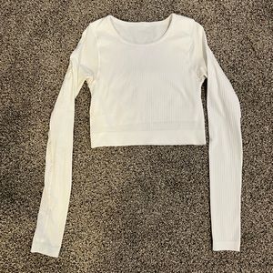 White lululemon cropped workout top